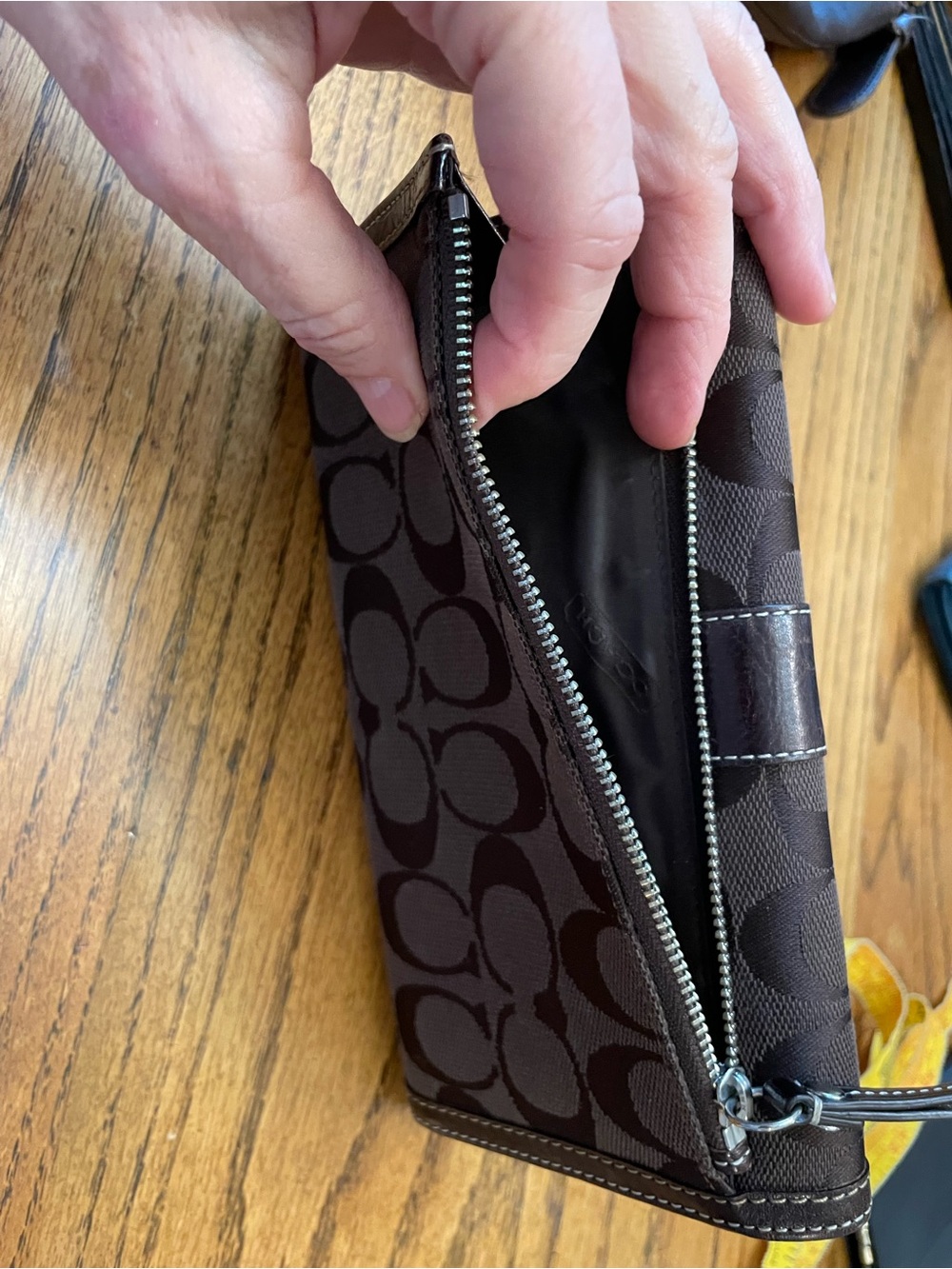 Coach Brown Signature Canvas Continental Wallet - Picture 9 of 9